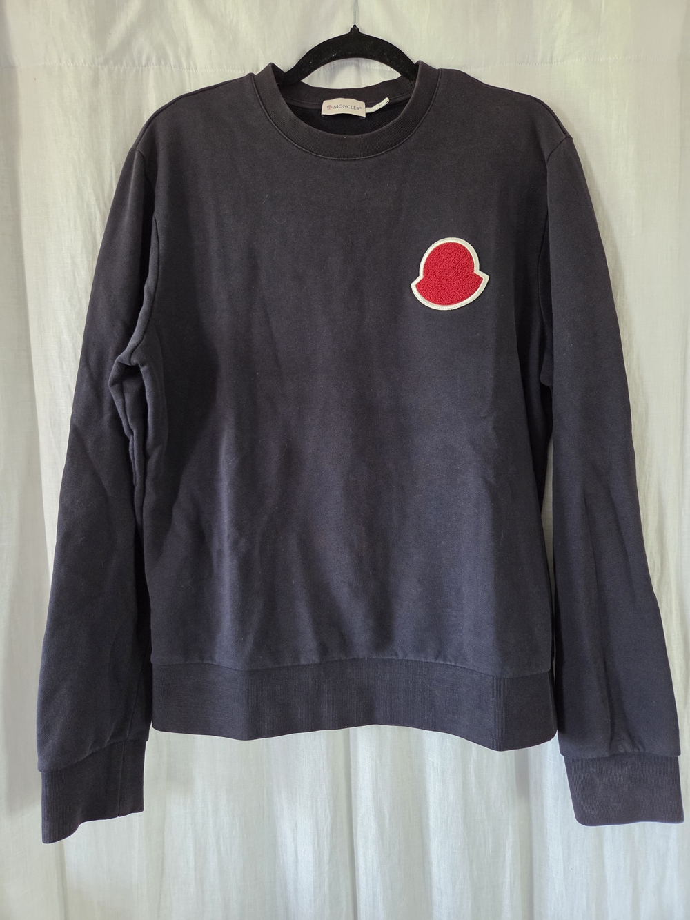 Moncler | Dark Navy Crewneck Sweatshirt with Red Patch